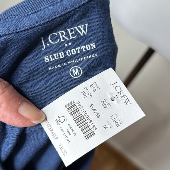 J. Crew Factory Blue Slub Cotton Henley - Picture 5 of 5
